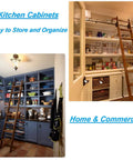 Built Different Library Ladder Sliding Rail Hardware Kit For 10 Foot Tracks, wood ladder against kitchen cabinets for storage