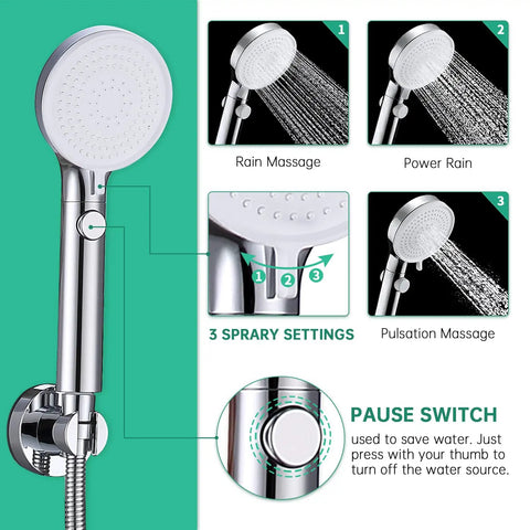 Pro Grade High Pressure Dog Shower Sprayer With 3 Modes Indoor Handheld Pet Shower System rain massage feature