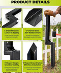 Heavy Duty Fence Post Repair Kit With Steel Post Anchor for leaning or broken posts, showing no dig, no hammer install features.