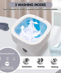 Collapsible Portable Washer With Fast Spin Cycle And 20L Capacity Built For Dorms Apartments Road Trippin Or Tailgate Gear Easy Snap Fold Design For Lazy Sundays Gray with three washing modes shown in action.