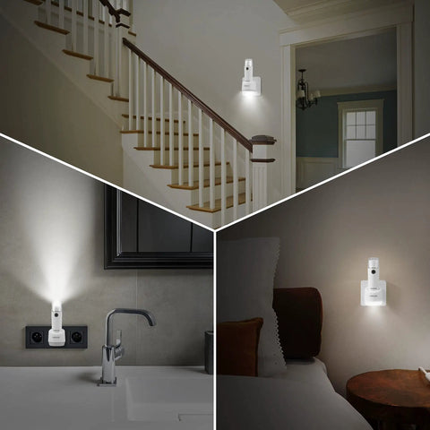 Emergency LED Flashlight 3 Pack Go To Power Failure Light With Plug In Rechargeable Work Light illuminating home hallways and rooms