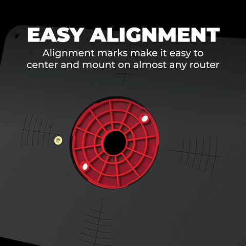 Top Shelf Undrilled Phenolic Router Table Insert Plate 3/8 Inch Thick showing alignment marks for easy mounting.