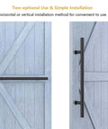 Heavy Duty 22 Inch Extra Long Pull Barn Door Handle Set In Frosted Black Finish Ergonomic Modern Round Design with installation options
