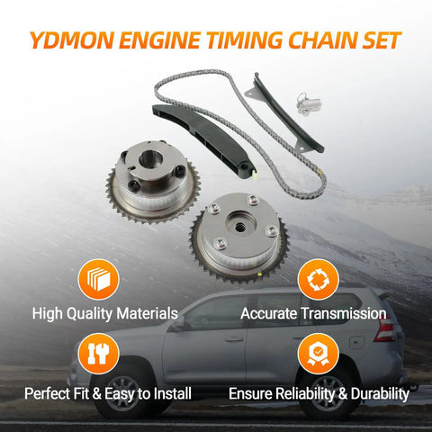 Engine Timing Chain Kit Fits 2.0L L4 Cars Like Elantra Tucson Kia Soul Forte Koup Replacement with CVVT Gears and parts displayed
