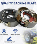 Badass Electric Trailer Brake Assembly Pair Built To Hustle Rock Solid Grip For Eight Thousand Pound Axles showing quality backing plates.