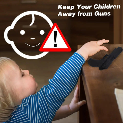 Child reaching for a handgun on table, warning on gun safety. Small Digital Keypad Safe Box Half Cu Ft Wall Mounted Safe For Jewelry Cash Docs And Guns Easy Fast Access With Backup Key Override And Two Second Open.