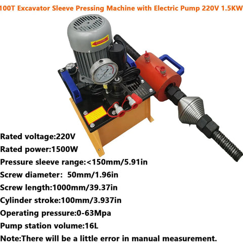 100 Ton Excavator Sleeve Pressing Machine With Electric Pump 220V 1.5KW for shaft sleeve repair and maintenance