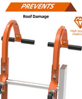 Two Pack Roof Ladder Hooks With Wheel Stabilizers For Built Tough Steel Support, Rubber Grip T Bar For Damage Prevention