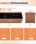 Dimensions and capacity of 43 Inch Folding Storage Ottoman With Bench And Foot Rest End Of Bed Organizer Brown Synthetic Leather Upholstered Stool Heavy Duty 660 Lb Weight Capacity Perfect Living Room Storage And Extra Seating