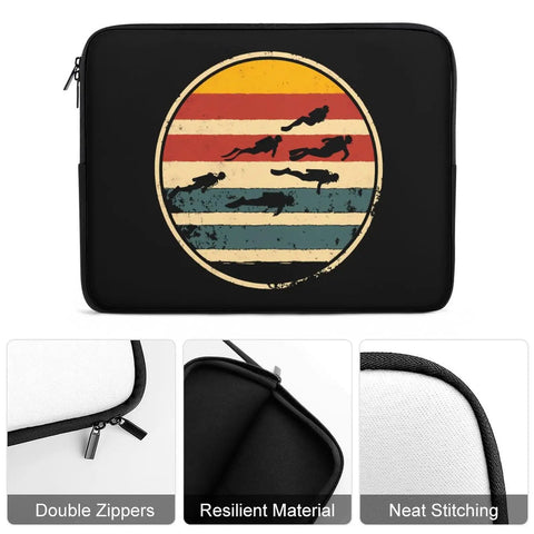 Scuba Dive Inspired Laptop Sleeve For 15 Inch Waterproof Durable Protective Case Carrying Bag with retro diver design