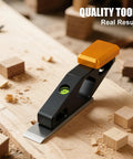 Pro Shop Ready Block Plane With Built In Level And Hardened Steel Blade Compact Aluminum Hand Planer on wooden surface.