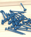 Built Tough 2 Inch Wood Screws With Washer Head Square Drive Coarse Thread Blue Coated Rust Resistant Finish 100 Pack