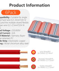 Six Pack Lever Wire Connectors Kit, 12-Position Terminal Strip for Inline Circuits, Quick Wire In with 24-12 AWG Conductors