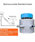 High Power 3kW Hydroelectric Turbine Generator installation graphic showing pressure bucket and piping instructions.
