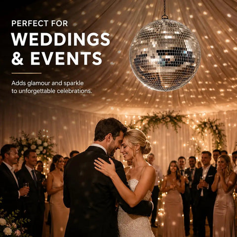Disco Ball 16 Inch Large Hanging Mirror Ball Decor For Party Decorations Weddings Events Christmas Home Celebration shining at event.
