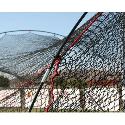 Close-up of Xtender 36 Ft Batting Cage With Fiberglass Arch Frame And Polyester Netting Portable Backyard Baseball And Softball Training Cage Heavy Duty Ground Stakes Included Machine Not Included Ideal For Kids Teens And Adults
