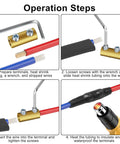 Operation steps for 10 Pack 10AWG Wire Connector Nut Kit With Brass Heat Shrink Butt Connectors and tools