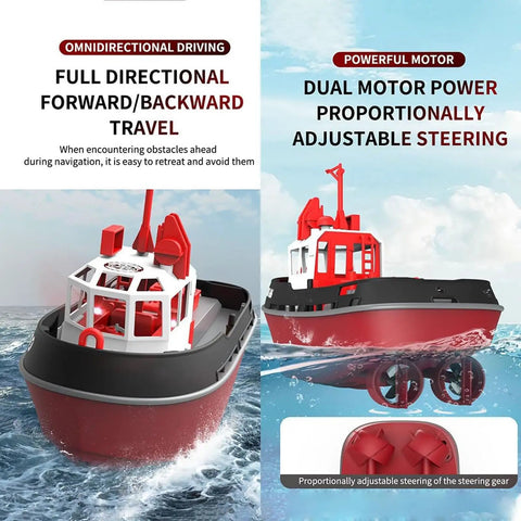 Dope Turbocharged RC Boat 1:72 Scale Electric Racing Model With 2.4GHz Remote Waterproof, dual motor, steering features