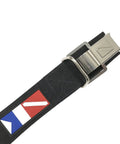 Tank Band Belt With Stainless Steel Cam Buckle For Scuba Cylinders In Black, featuring durable nylon strap and secure cam latch.
