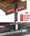 Adjustable Cabinet Hardware Jig And Handle Template Tool Crafted From Heavy Duty Aluminum For Smooth Woodworking Projects No Sweat Drilling Rock Solid Accuracy Nine Hole Layout Built Tough on drawer.