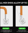 Diagram showing Long Arm Ball End Hex Key Set 9pc Metric Allen Wrenches 1.5mm to 10mm with ball end allowing 25° angle access.