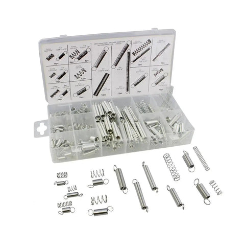 Compression Spring Kit 200 Pieces With Beefy Heavy Duty Coil And Extension Springs in storage case, corrosion resistant zinc plated