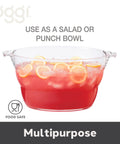 Acrylic Oval Party Tub With Handles For Chilling Drinks Indoor Outdoor Bar Use Crystal Clear Beverage Cooler Ice Tub For Wine Beer And Soda Easy Carrying Drink Station filled with punch and lemon slices.