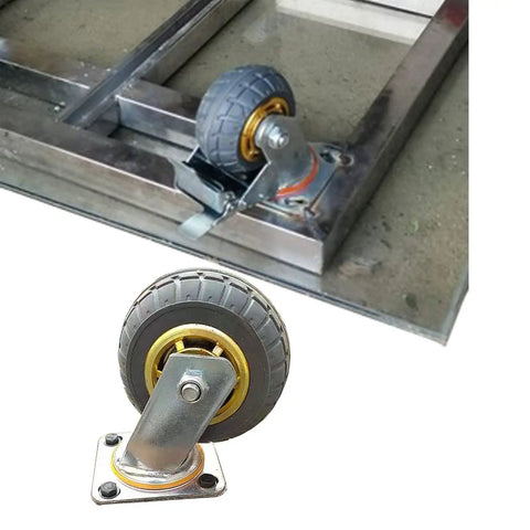 Heavy Duty Caster Wheels With Brakes Swivel Top Plate For Furniture And Workbench Rolling Plate Casters, steel frame view
