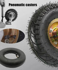 Heavy Duty Swivel And Fixed Castor Wheels With Premium Rubber Pneumatic Trolley Casters And Shock Absorbing Industrial Grade Hardware With Mounting Screws Built Damn Tough For Daily Grind with pneumatic tire and inner tube.
