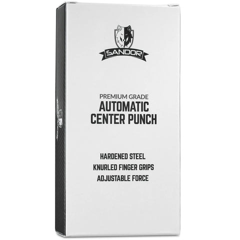 Sandor automatic center punches, pack of 2; hardened steel with knurled grips.