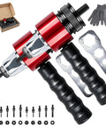 Premium High Carbon Steel Electric Rivet Gun Adapter Kit For Cordless Drill Metric M3 To M8 Rivnut Tool With Clutch Pressure Adjustment To Stop Slipping Perfect Heavy Duty Nutsert Attachment For Serious DIY Projects And Pros, M3-M8 bits