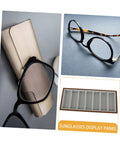 Slick Wooden Sunglasses Display Plate Featuring Seven Grid Slots For Eyeglasses Organization Durable Desktop Holder Stand Ideal Home Office Vanity Setup Big Time Upgrade Keeping Daily Shades Neatly Arranged Clean Lines Deliver Rustic Appeal Keeps with sunglasses displayed.