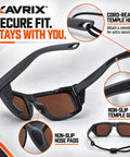 Boss Level Z87 Certified Safety Sunglasses Featuring Hardcore Removable Side Shields For Backcountry Hiking Skiing Kickass Uv Shielding And Crystal Clear Vision In Matte Blue Mirror Coating with secure fit features