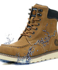 6 Inch Moc Toe Steel Toe Work Boots For Men Waterproof Leather Upper Non Slip Outsole Safety Boots For Construction Heavy Duty Western Wheat US Size 11 All Day Comfort