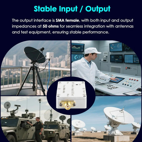 Ultra Wideband RF Amplifier 10MHz To 6GHz LNA With 40dB Gain And SMA Female Connector in broadcasting setup