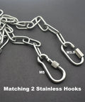 Heavy Duty 304 Stainless Steel Chain Three Thirty Second Inch By Five Feet With Welded Closed Links And Dual Locking Carabiner Hooks