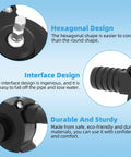 Close-up of two pack drill powered fluid transfer pump showing hexagonal design, interface details, and durable materials.