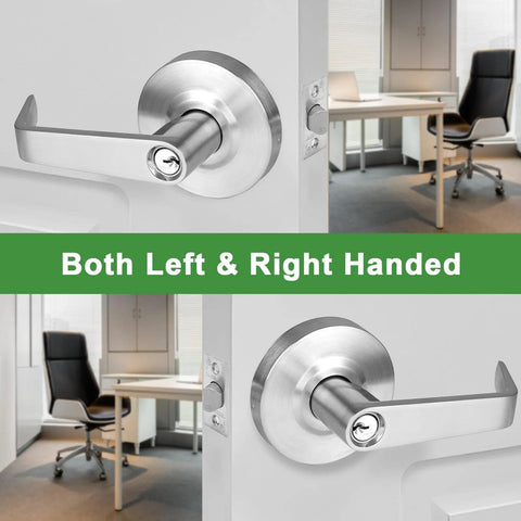 ANSI Grade 2 Commercial Keyed Entry Door Lever Handle With UL Listed ADA Compliant Performance Satin Chrome Finish 26D Backset Non Handed