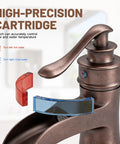 Copper Farmhouse Bathroom Sink Faucet With Waterfall Spout Boss Built To Last Pop Up Drain Stopper with high-precision cartridge
