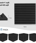 Top Shelf Studio Gear 48 Pack Premium High Density Acoustic Foam Panels 12 By 12 Inch Wedge Design for sound absorption.