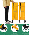 16Ft Industrial Expandable Barricade Gate With Wheels Heavy Duty Folding Security Gate for Outdoor Use Retractable