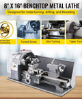 Heavy Duty 210Mm X 400Mm Mini Metal Lathe With Variable Speed Control Up To Two Thousand Two Hundred Fifty Rpm Features MT5 spindle in workshop setup.
