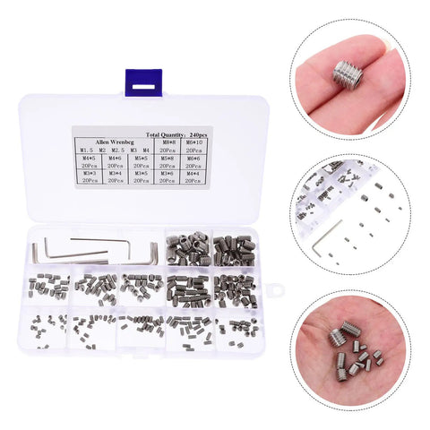 240 Piece Stainless Steel Internal Hex Socket Screws Kit With Flange Head And Assortment in plastic case