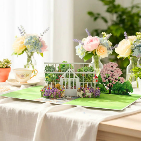 Sweet Pop Up Mothers Day Card 3D Greenhouse Design For Mom Wife Daughter Sister Grandma With Envelope And Message Note 6x8 Inches Gift For Women Birthday Card