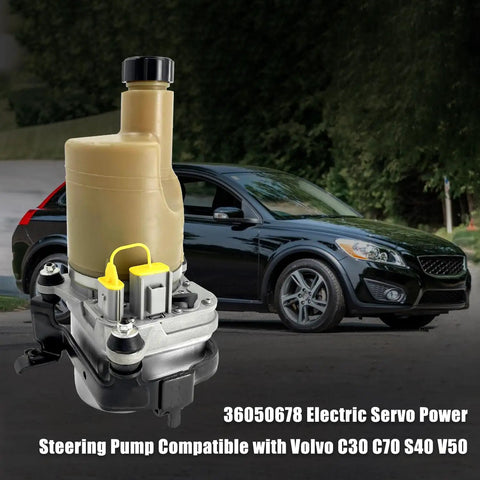 Direct Fit Electric Power Steering Pump For Volvo C30 C70 S40 V50 with yellow connector and clear reservoir