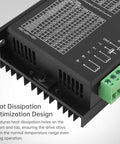 Powerful Stepper Motor Driver For Nema 17 23 34 Motors, 20 To 50V DC, Up To 5.6A, showing heat dissipation design and wiring terminals