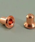 Copper components from Extended Nozzle And Electrode Set For PowerMax 350 380 Plasma Cutters 25 Amp Replacement 20 Pack Includes 10 Nozzles 120504 And 10 Electrodes 020382 OEM Style.