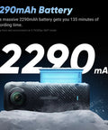 X4 8K 360 Action Camera Bundle With Waterproof Build, 2290mAh Battery Highlight, 135 Minute Battery Life Display