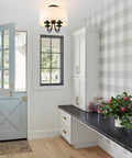 Interior with Dope Semi Flush Mount Ceiling Light Fixture With Off White Fabric Drum Shade Matte Black Canopy Chandelier