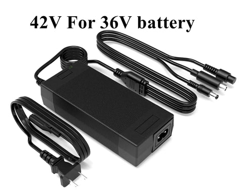 42V 2A Replacement Charger For 36V Ebike And Electric Scooter Batteries Universal Three Port Charger with cables